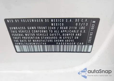 2014 Volkswagen Jetta 2.0L Tdi from USA, damaged, VIN 3VW3L7AJ8EM352748